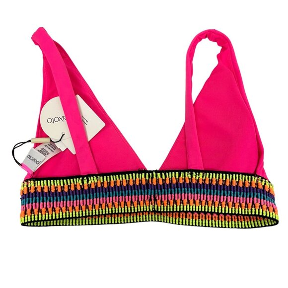 NEW Peixoto Charlie Embroidered Bikini Swim Top in Pink Ruby Bright Size Medium - Picture 2 of 5
